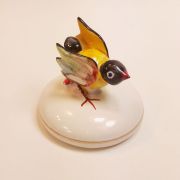 Ptaszek ceramiczny żółty na podstawce PI002