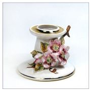 Świecznik ceramiczny mały z kwiatami jabłoni Ś001